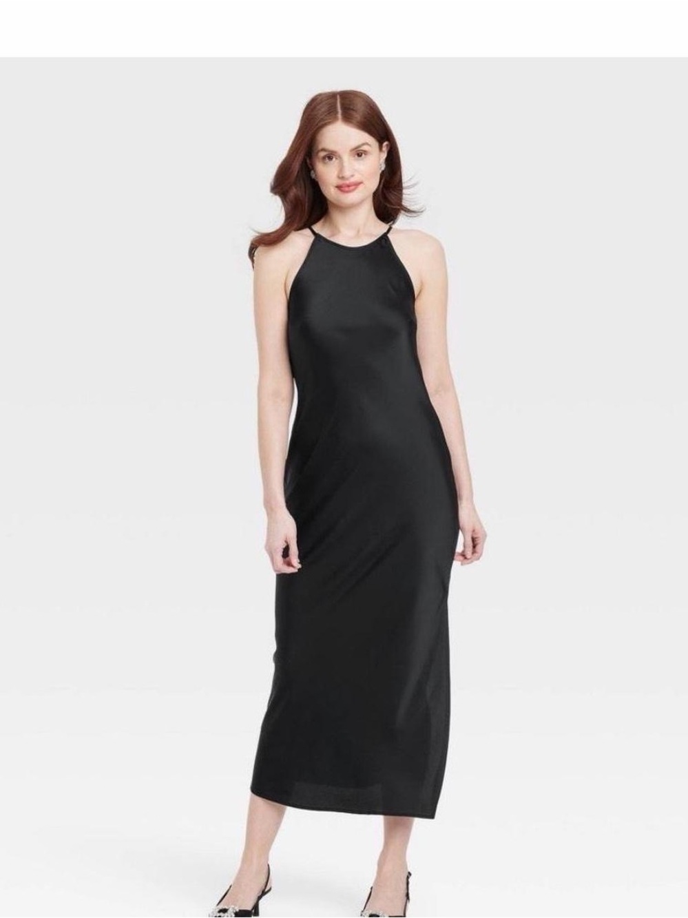 NWT Elegant Black Halter Midi Dress